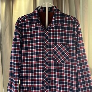 Bosideng Men's Plaid Button-Down Shirt - Blue, Red, White